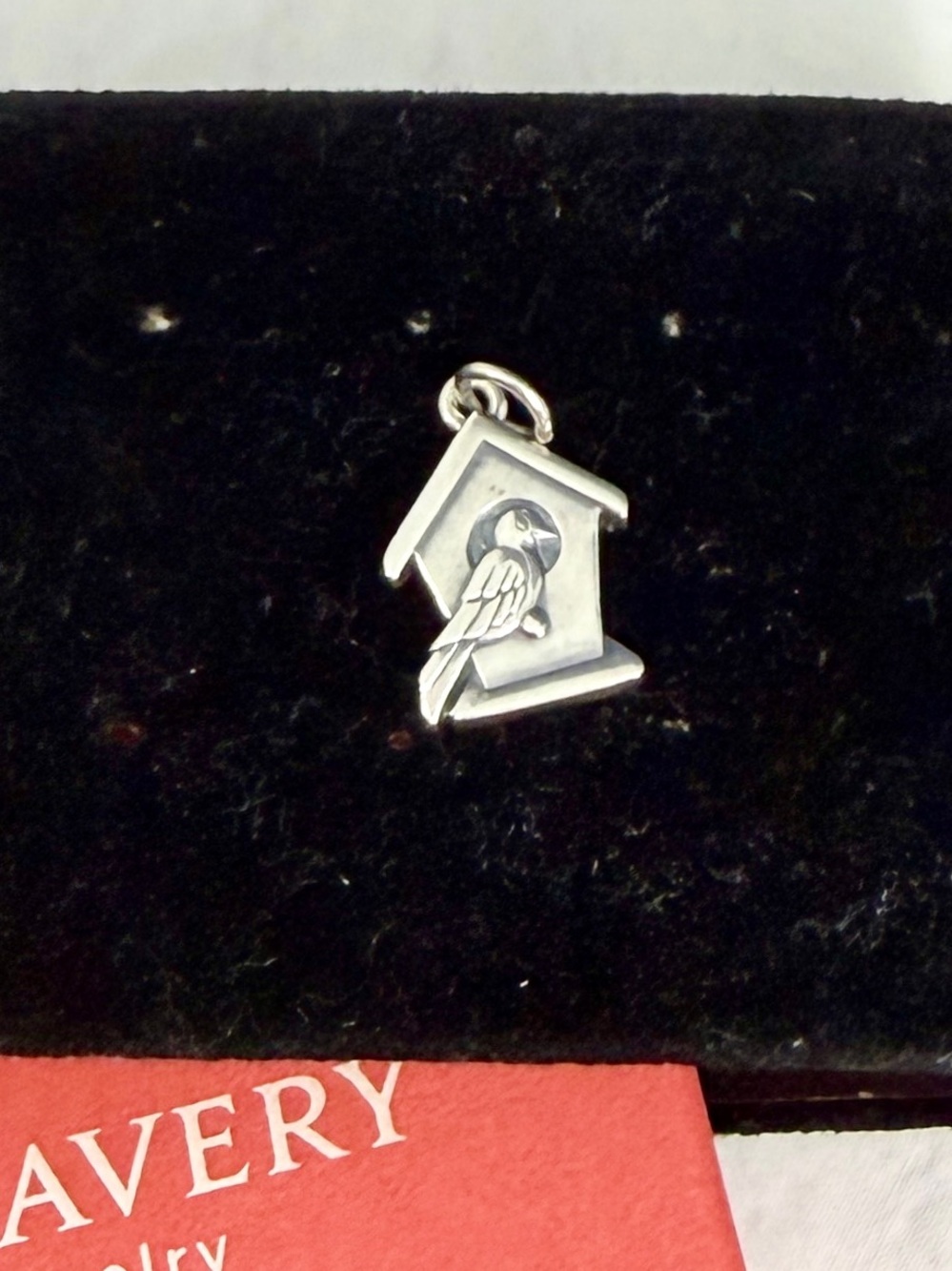 JAMES AVERY Sterling Silver Bird In A Birdhouse Charm Pendant; RETIRED